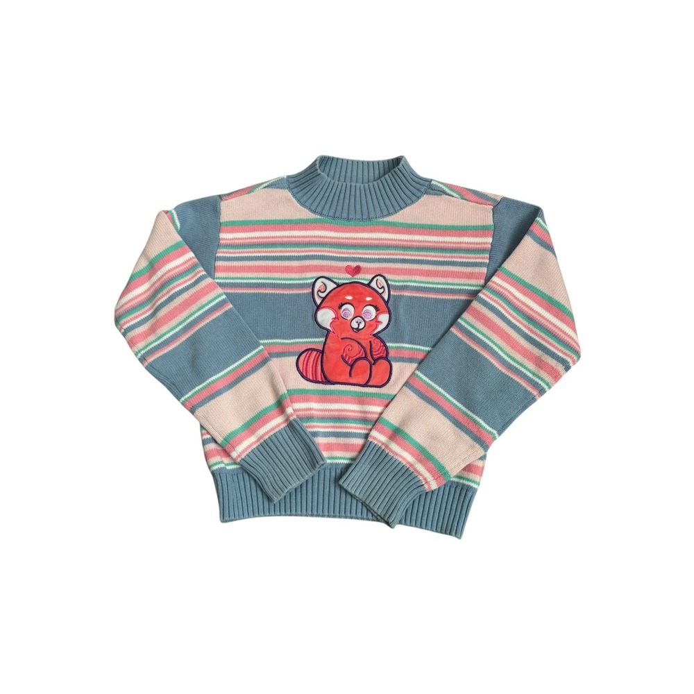 Disney Turning Red Mei Lee Red Panda Striped Knit Sweater Girl's Size 11/12